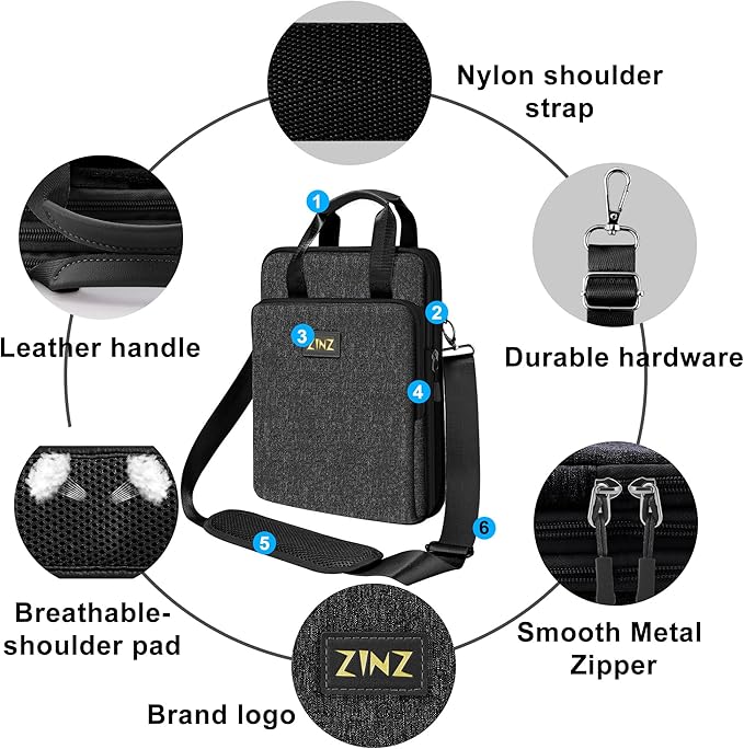 ZINZ Slim & Expandable Case 12.9 13 inch Travel Laptop Shoulder Bag for MacBook Air 13" M3/M2/M1, MacBook Pro 13" M2/M1, iPad Pro 12.9"/13"/11", iPad Air 13",B01K07