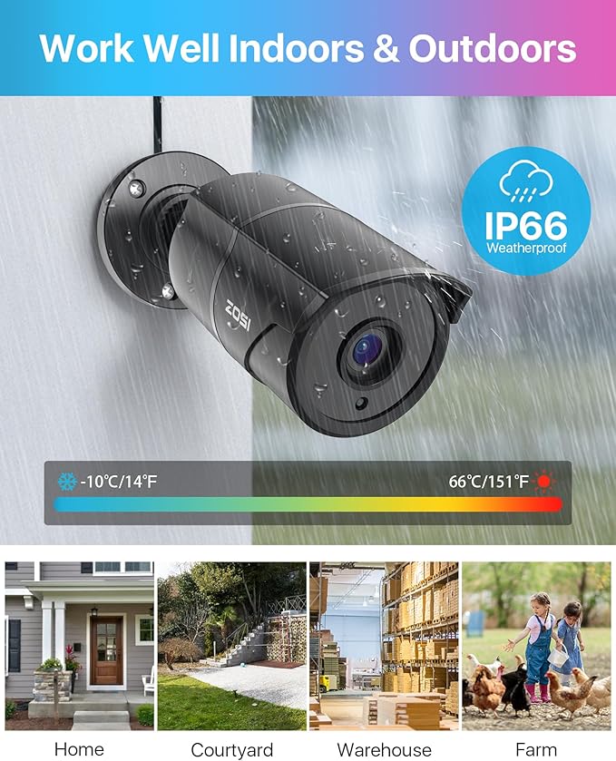 ZOSI 1080p HD-TVI Home Security Camera with Audio,Built-in Mic,Night Vision,1920TVL 2MP Outdoor CCTV Cam Only Compatible with ZOSI 3K Lite Analog DVR