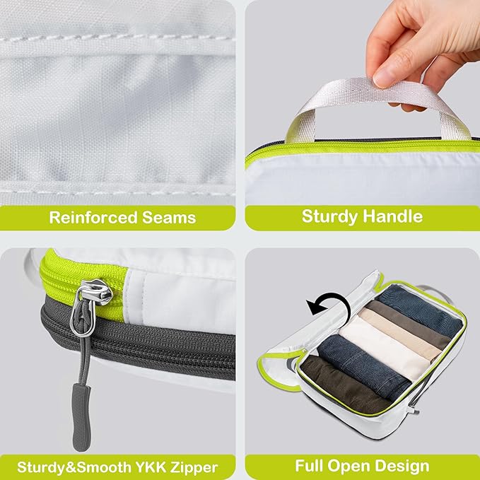 Cipway Compression Packing Cubes, Ultralight Luggage Organizer Bags, Travel Essentials for Carry on Suitcase (3 Piece,White)