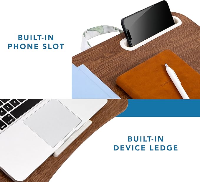 LAPGEAR Designer Lap Desk 2-Pack with Storage Basket, Phone Slot & Device Ledge – Watercolor Leaves – Fits Laptops up to 15.6" – Style No. 70412