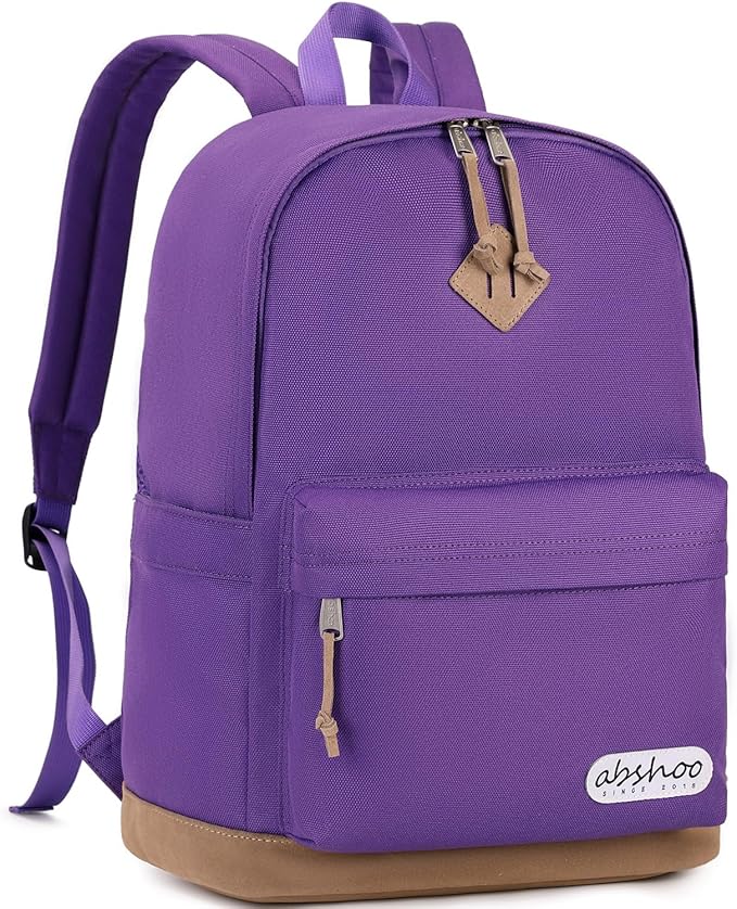 abshoo Basic School Backpack For College Middle High School Water Resistant Bookbag Travel Daypack (Purple)