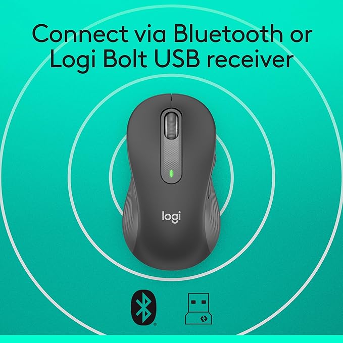 Logitech Left Handed Wireless Mouse Signature M650 L Full Size - 2 Year Battery, Silent Clicks, Customizable Buttons, Bluetooth, PC/Mac/Chromebook - Graphite, Large