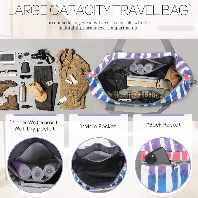 VOOWO Rolling Duffel Bag - Foldable Expandable Duffle With Wheels for Travel, Luggage Carry On, Large Backpack Weekend Bag for Men Women (Rainbow)