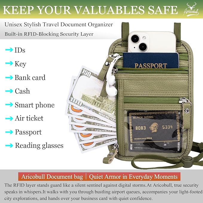 Neck Wallet - Rfid Wallet Women - passport holder for travel - Travel Wallet Passport Holder For Travel Women - 10.3x6.8inch (Sapphire Green)