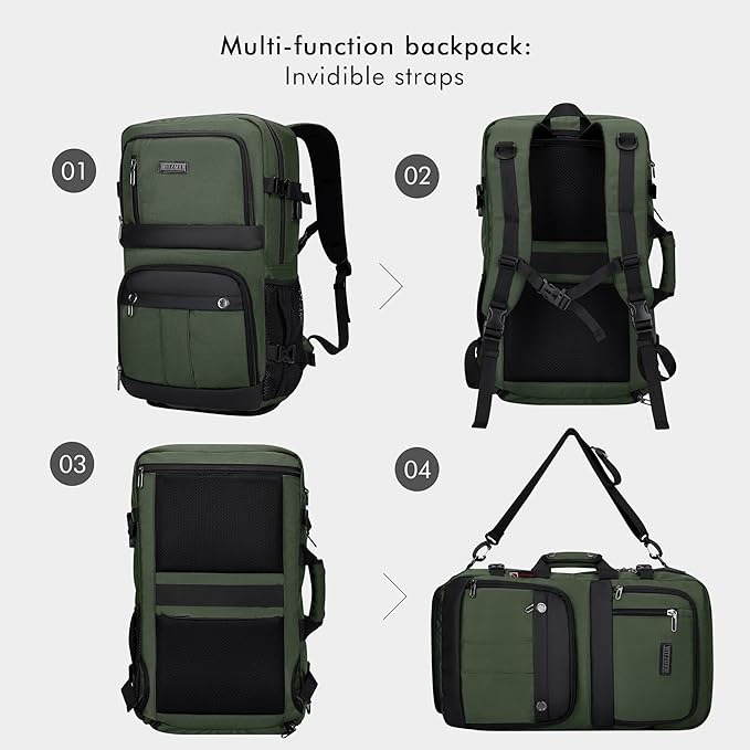WITZMAN Carry on Travel Backpack for Men Women Laptop Backpack with USB Charging Port Airline Approved(B683 Army Green)