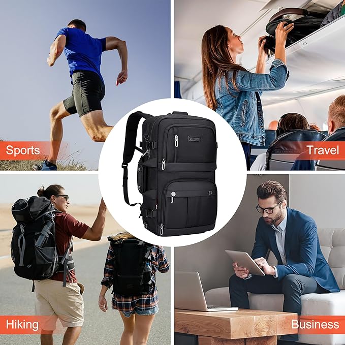 WITZMAN Carry on Travel Backpack for Men Women Laptop Backpack with USB Charging Port Airline Approved(B683 Classic Black)