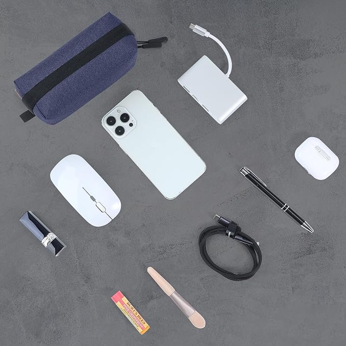 Electronics Organizer Travel Case, Small Tech Bag for Cords, Chargers, Power Bank, Earbuds – Portable Cable Pouch for Office, Business Trip, Commute – Water & Scratch-Resistant (7.28"x5.12"x2.17")