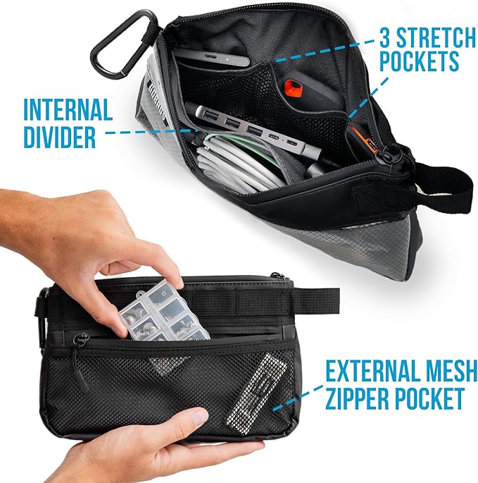 GOBAGS Production Zipper Bags - Electronics & Camera Accessories Bag - Cable organizer, Gear Accessory Pouch, Travel Camera Essentials (Small, Black, 2 pack)