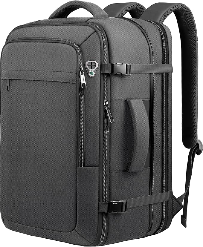 Carry on Backpack, 50L Expanable Travel backpack,TSA Airplane Approved, Daypack Weekender Bag Fits 17 Inch Laptop, Travel Gifts for Men, Black