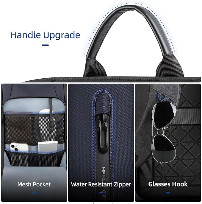 Business Backpack Computer Bag for 15.6 Inch Laptop for Men Women with USB Charging Port Water-Resistant Anti-theft Luggage Backpack Suitcase Casual Daypack for College Weekender Hikking Travel-Blue