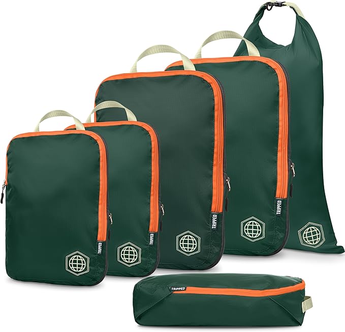 Compression Packing Cubes Set for Travel - Lightweight, Durable Clothes Organizer for Carry-On Luggage and Suitcases by TRIPPED Travel Gear