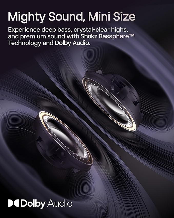 SHOKZ OpenDots ONE - Open-Ear Headphones - Wireless Bluetooth Earbuds with Microphone - Secure, Lightweight, Clip-On Fit - Premium Dolby Audio - Water Resistant - Fast Charging - Up to 40 hrs Playtime