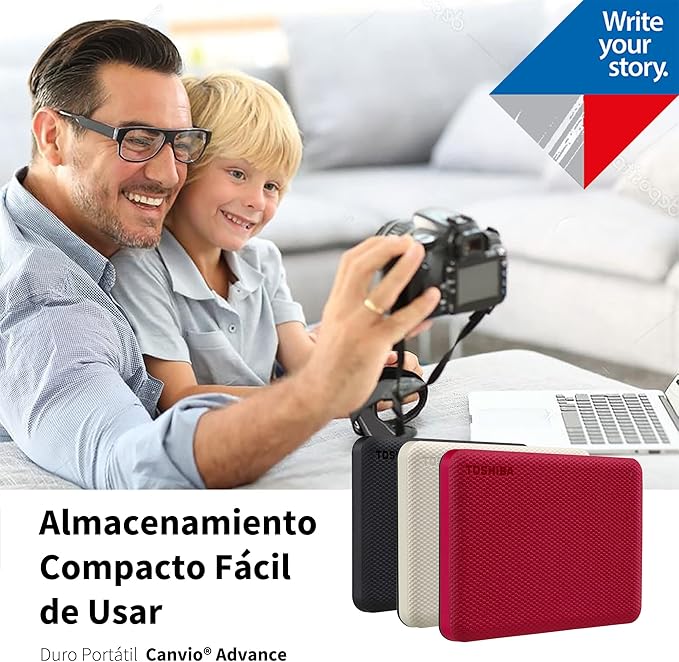 Toshiba Canvio Advance 2TB Portable External Hard Drive USB 3.0, Red - HDTCA20XR3AA