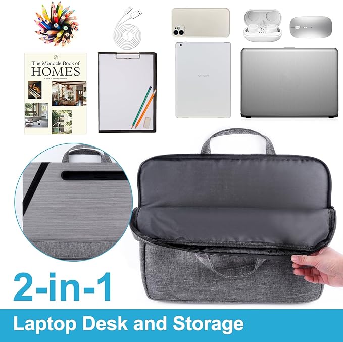 Cloudtrip Portable Lap Desk with Cushion and Storage Bag - 15.6 in Laptop Storage Home Office Workstation for Couch or Bed, Computer Laptop Stand