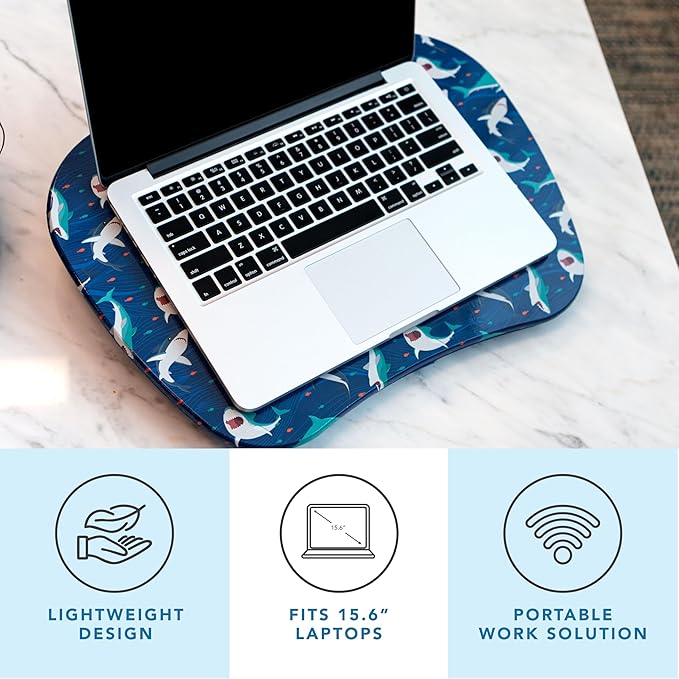 LAPGEAR MyStyle Portable Lap Desk with Cushion - Shark - Fits up to 15.6 Inch Laptops - Style No. 45323