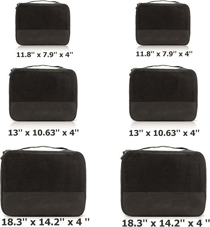 DoubleTrip Packing Cubes for Suitcases Carry on Luggage Organizer 6 Set Travel Accessories Lightweight Storage Bag Space Saver Clothes Pouch Large