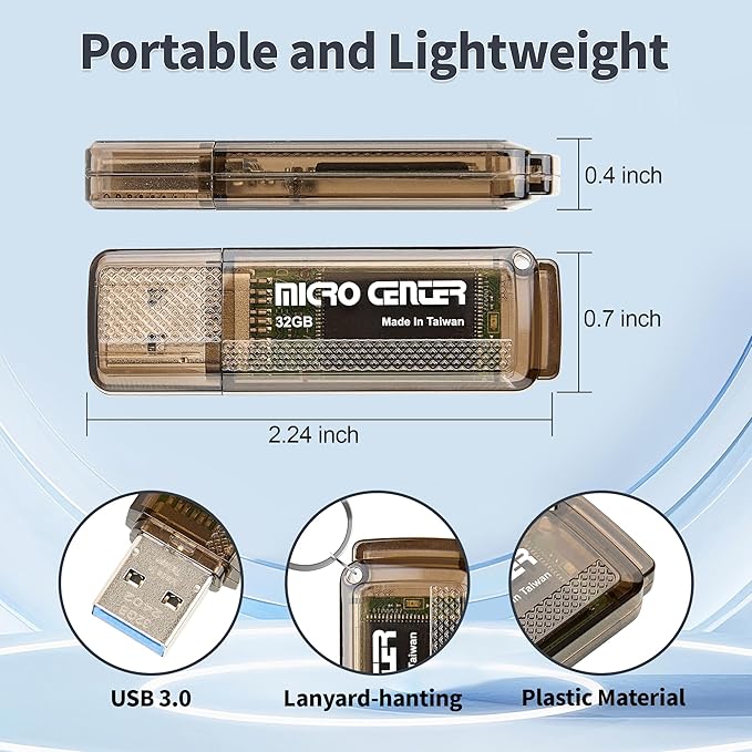 INLAND Micro Center Superspeed 10 Pack 32GB USB 3.0/USB3.1 Gen1 Flash Drive Gum Size Memory Stick Thumb Drive Data Storage Jump Drive, 10X Faster Than USB 2.0 USB Drives (32G 10-Pack)