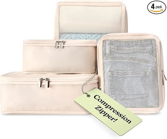 Vandel Space-Saving Compression Packing Cubes for Women, Men, Compressible Carry On Suit Case Organizer Luggage Packing Cubes for Travel Organizer Bags for Luggage and Backpacks, Suitcase Cube