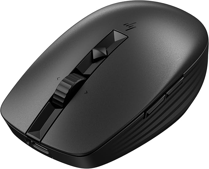 HP 710 Rechargeable Silent Mouse - for Computer or Laptop, Type USB-C Batteries - Multi-OS/Device Compatible - Bluetooth or 2.4 GHZ Dongle - 6 Programmable Buttons - Ambidextrous (6E6F2AA#ABL, Black)