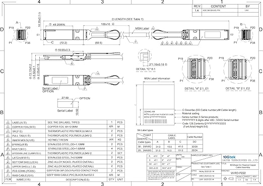 10Gtek 40G QSFP+ DAC Cable - 40GBASE-CR4 Passive Direct Attach Copper Twinax QSFP Cable for Cisco QSFP-H40G-CU30CM, Meraki MA-CBL-40G-30CM, Supermicro, Mikrotik, Open Switch Devices, 0.3-Meter(1ft)