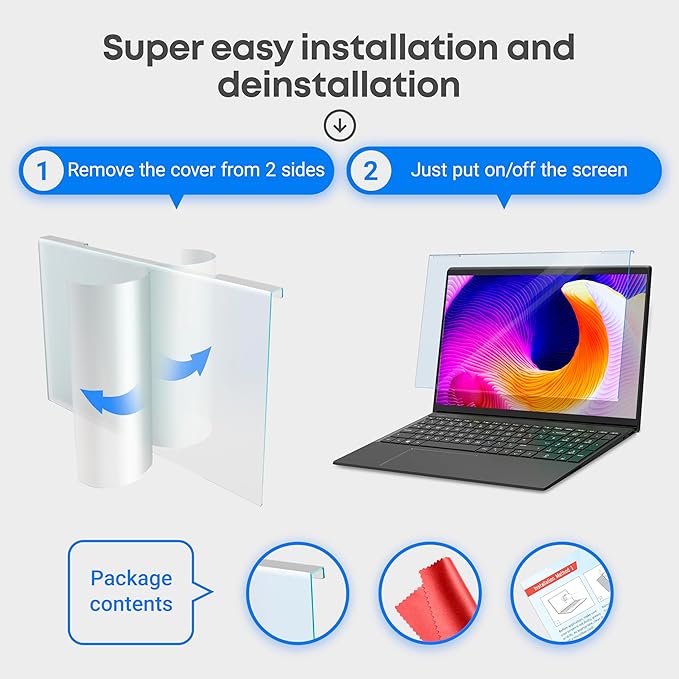 VINTEZ Blue Light Screen Protector for 15.6 Inch Computer Monitor and Laptop – Anti-UV Blue Light Blocking Film for Desktop PC, Eye Protection Filter, 14.2" x 8.7", 1 Pack