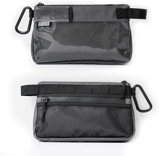 GOBAGS Production Zipper Bags - Electronics & Camera Accessories Bag - Cable organizer, Gear Accessory Pouch, Travel Camera Essentials (Small, Gray, 2 pack)