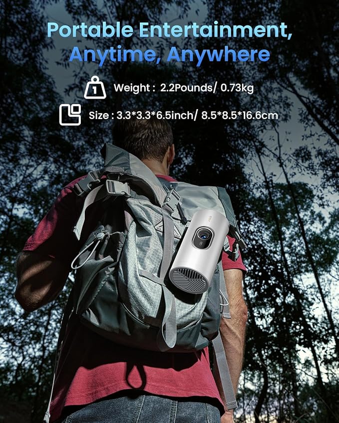 JMGO PicoPlay 1080P Smart Portable Projector, Google TV, 400ISO Lumens, 8W Dolby Digital, 3D-Active, HDR10, Mini Projector with WiFi & Bluetooth for Home, Outdoor, Include Optical Filter