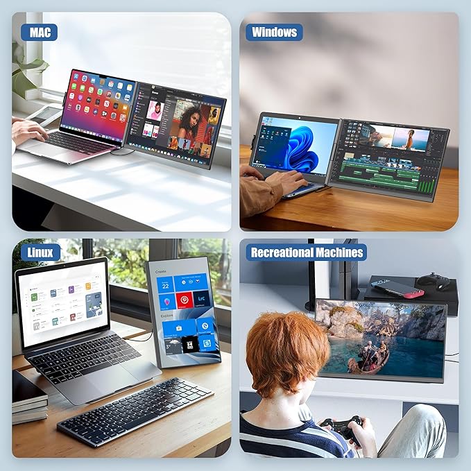 Laptop Screen Extender, 15.6" IPS FHD 1080P Laptop Monitor Extender, Portable Monitor for Laptops, TYPE-C Travel Dual Screen with Adjustable Kickstand, Plug and Play with Wins/Mac/Linux/Chrome/PS5