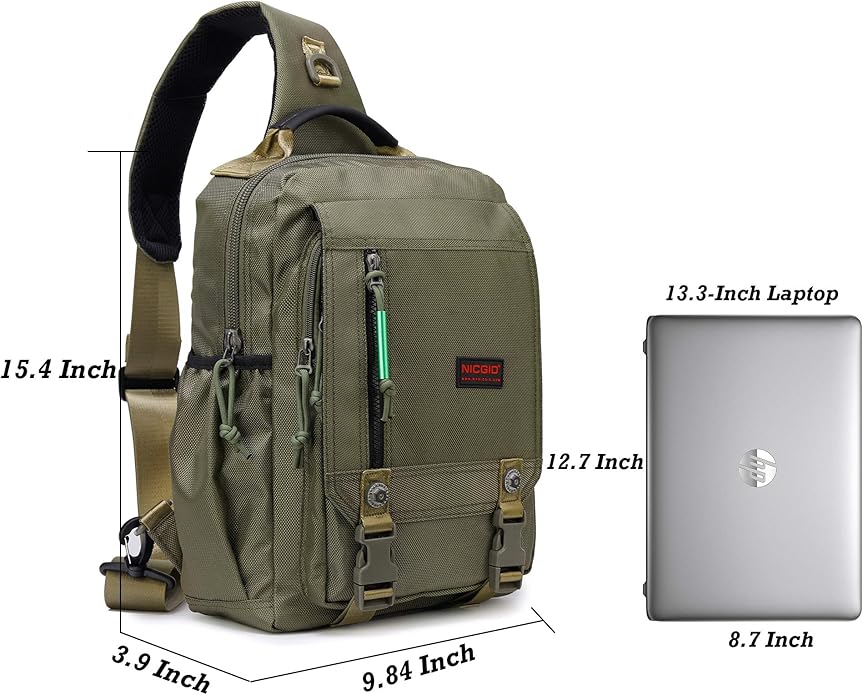 NICGID Sling Bags Chest Shoulder Backpacks, 12.5'' 13.3'' 14.1'' 15.6''Laptop Backpack Crossbody Messenger Bag Travel Outdoor