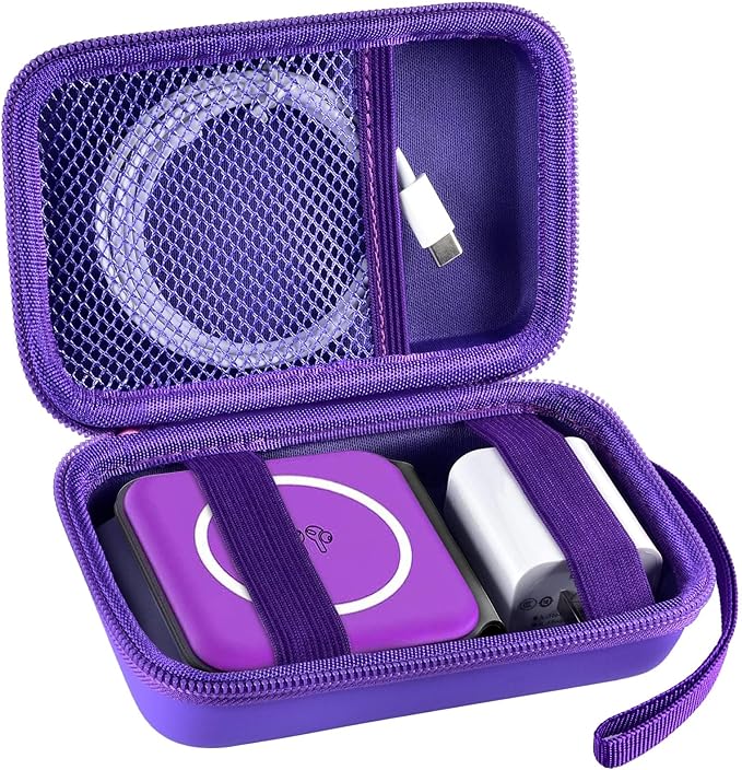 Travel Case for UCOMX for Nano/for Iseyyox/for LISEN/for RTOPS 3 in 1 Wireless Charger, Foldable Magnetic Charging Station Storage Holder Bag for Fast Charge Pad Cable and Adapter, Purple-Box Only