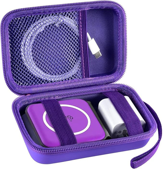 Travel Case for UCOMX for Nano/for Iseyyox/for LISEN/for RTOPS 3 in 1 Wireless Charger, Foldable Magnetic Charging Station Storage Holder Bag for Fast Charge Pad Cable and Adapter, Purple-Box Only
