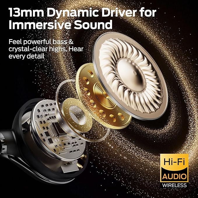 Monster Open Ear AC225 Earbuds, Bluetooth 6.0 Wireless Headphones, Stereo Sound, Lightweight Comfort Clip-On Earbuds with ENC Mic for Clear Calls, 36H Playtime, Touch Control, IPX6 Waterproof, Black