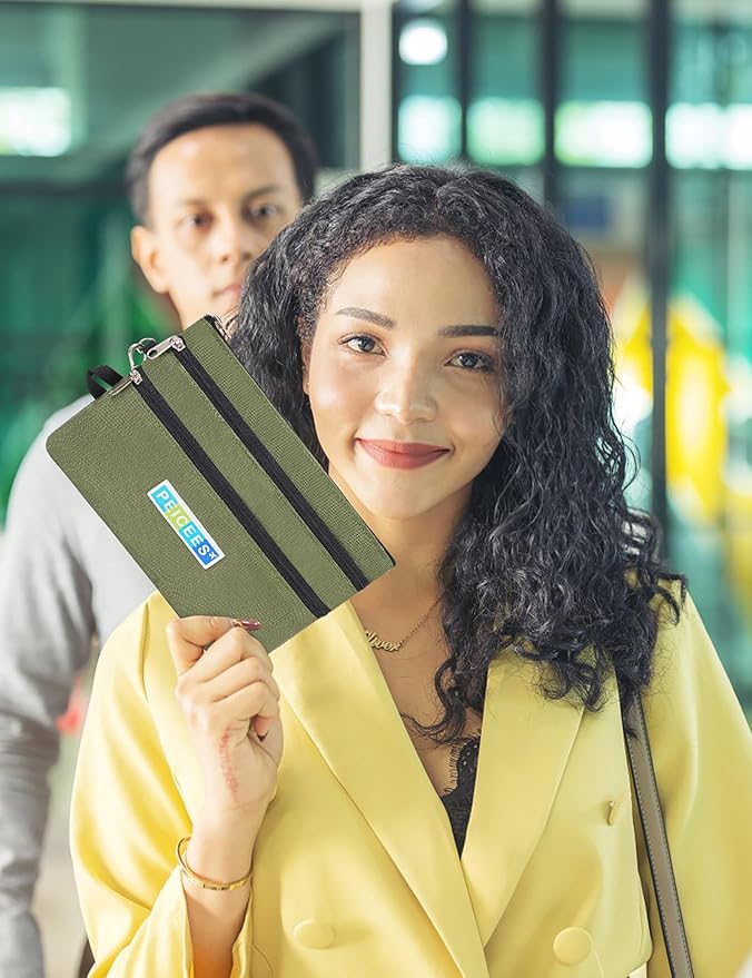 Peicees World Travel Essentials Currency and Passport Organizers Cash Cards Tickets Holder RFID Blocking Wallet, Army Green