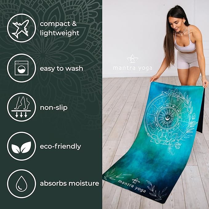 Mantra Yoga Travel PRO 1.5mm - Foldable Fitness & Exercise Mat with Bag | Lightweight, Compact & Eco-Friendly | Non-Slip & Washable | For All Types of Yoga | 72" L x 24" W | 2.6 lbs