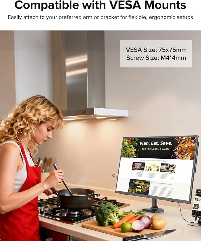 Portable Monitor 4K 23.8", 3840x2160 UHD 24" QLED Large Monitor, 400 Nits | 100% DCI-P3 | USB-C & HDMI | VESA & Kickstand | Second Screen for Computer, Mini PC, Game Consoles