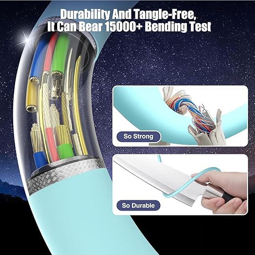 3-Pack Green [3.3FT+6.6FT+10FT] 60W USB C to USB C Cable, Type C Fast Charging Cable for iPhone Air 17 16e 16 15 Pro Plus Pro Max，for Galaxy S25, for iPad Pro/Air/mini, for MacBook Pro/Air and More