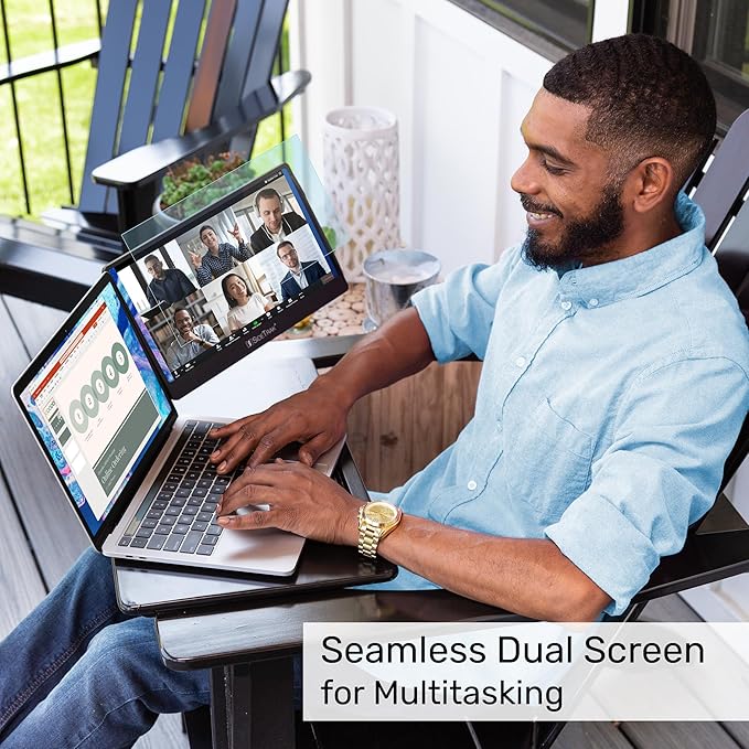 SideTrak Swivel 14" Attachable Portable Monitor Extender, FHD TFT Laptop Dual Screen with Kickstand + Unique Swivel Hinge, Compatible with Mac, PC, Chrome, USB or Mini HDMI Port Power (w/Protector)