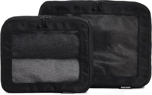 Compression Packing Cubes for Travel - Luggage Organizer Bags - Double Zipper Packing Cubes for Suitcases (2-Pack, Black)