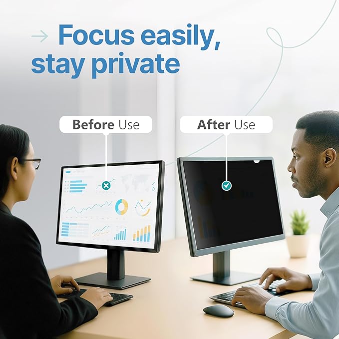 VINTEZ 22 Inch 16:10 Privacy Screen for Computer Monitor and Laptop - Anti Glare Protector Film Blue Light Filter Eye Protection - Computer Screen Privacy Shield, [1 Pack]