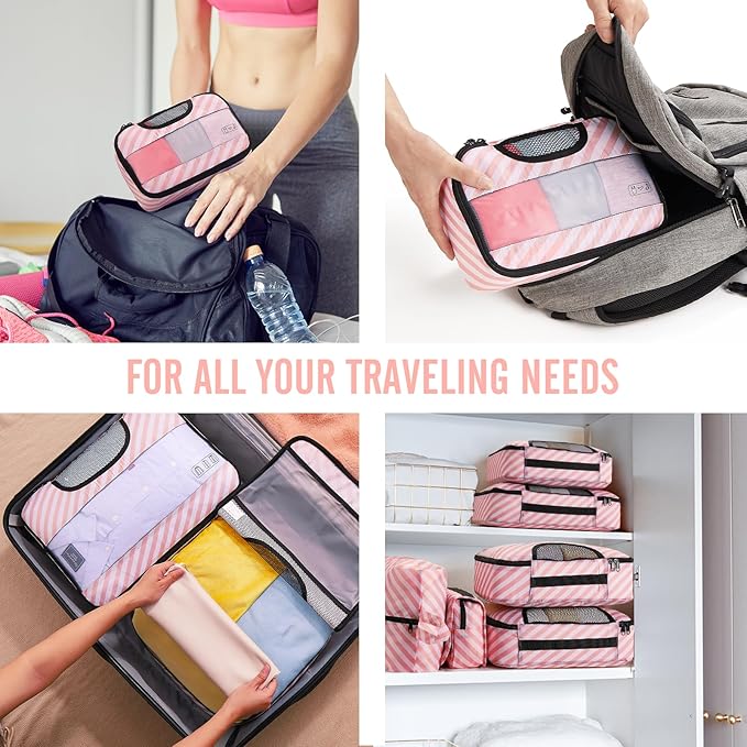 Veken 8 Set Packing Cubes for Travel Essentials, Suitcase Organizer Bags in 4 Sizes, Carry-On Luggage Accessories with Large Laundry & Hanging Toiletry Bag, Must-Have for Airplane, Road Trip & Camping
