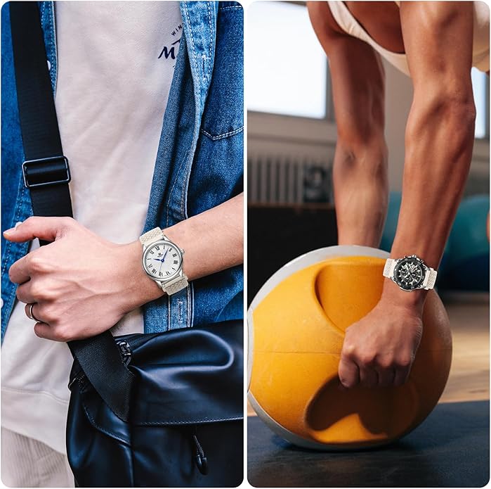 JNN Quick Release Watch Band - Magnetic 18mm 20mm 22mm Braided Nylon Watch Bands, Adjustable Elastic Nylon Watch Straps Replacement Wristband for Men Women