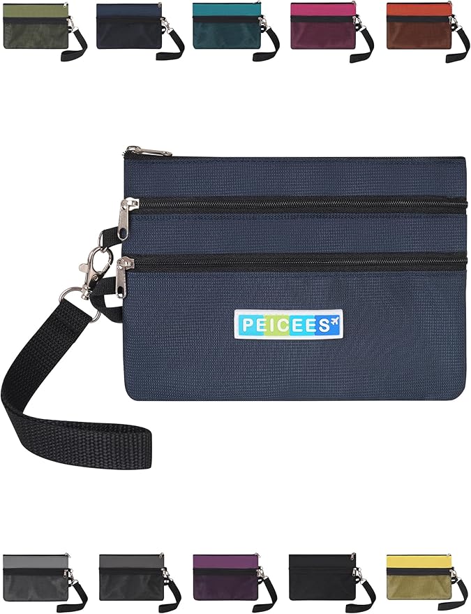 Peicees World Travel Essentials Currency and Passport Organizers Cash Cards Tickets Holder RFID Blocking Wallet, Dark Blue