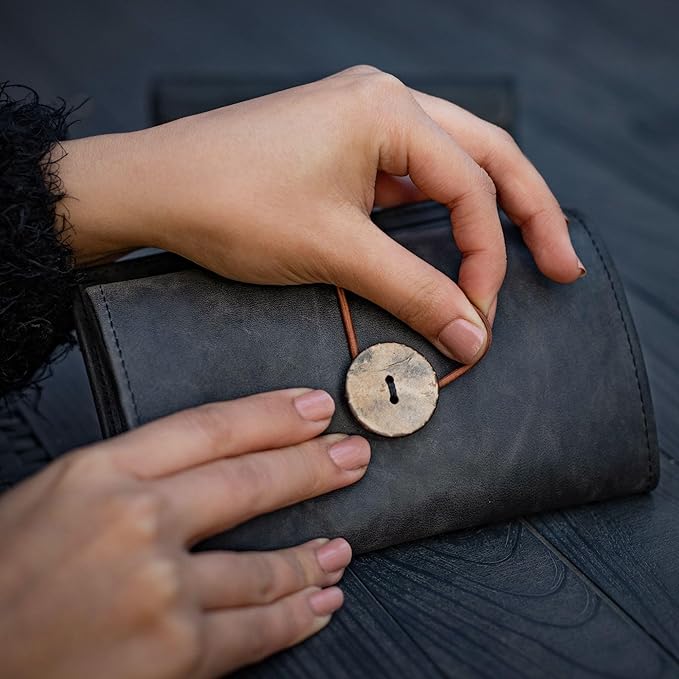 Custom Leather Electronic Organizer Roll – Personalized Cord Pouch for Travel Tech Accessories, USB Cables, Charger, Passport, SD Cards – Handmade Gift for All