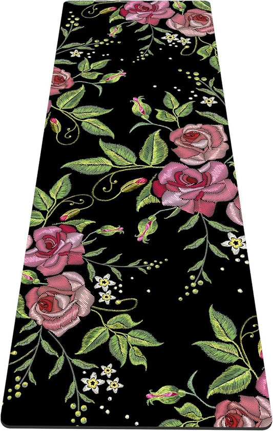 nuveti Yoga Mat Print Extra Thick TPE Non Slip Fitness Exercise Mat with Carrying Bag,72"x24" Extra Thick 6MM Exercise & Workout Mat for Yoga, Pilates Fitness and Floor Exercises