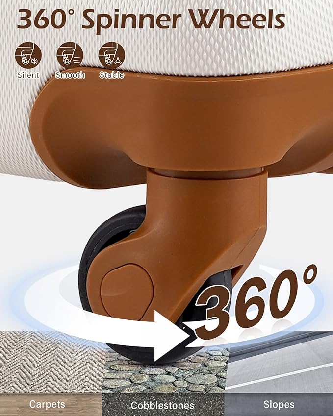 LONG VACATION 6 Piece Luggage Set Carry on Suitcase with ABS+PC hardshell, Spinner Wheels & YKK Zipper TSA Lock (WHITE-BROWN, 6 piece set)