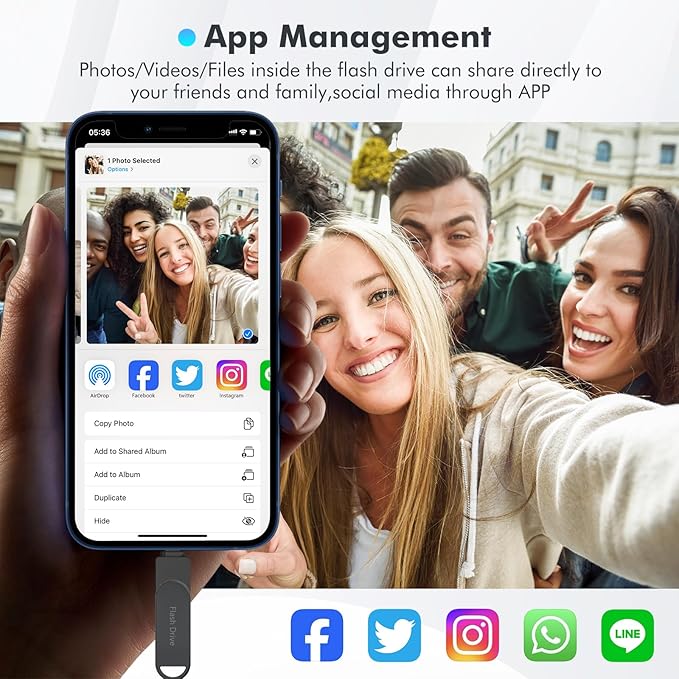 Apple MFi Certified Flash Drive 512GB, Photo Stick for iPhone Memory Stick for Photo/Video Backup Stick, High-Speed USB Thumb Drive for iPhone Storage Compatible for iPhone/iPad/Android/PC (Black)