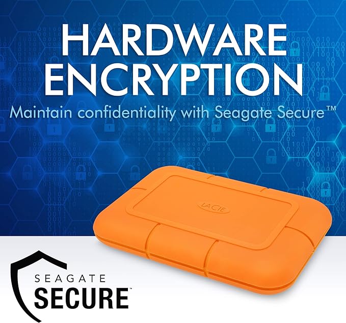 LaCie Rugged SSD 4TB Solid State Drive — USB-C USB 3.2 NVMe speeds up to 1050MB/s, IP67 Water Resistant, 3m Drop Resistant, Encryption, 5-Year Warranty with Data Recovery, 1 Mo Adobe CC (STHR4000800)