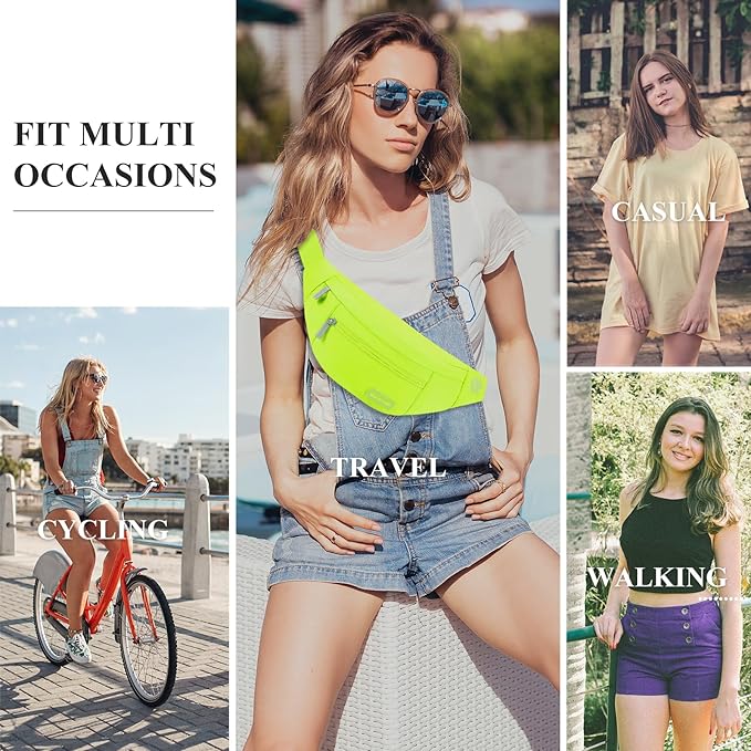 MAXTOP Large Crossbody Fanny Pack with 4-Zipper Pockets,Gifts for Enjoy Sports Festival Workout Traveling Running Casual Hands-Free Wallets Waist Pack Phone Bag Carrying All Phones