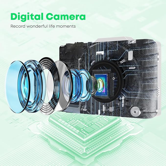 Digital Camera, Autofocus 4K Vlogging Camera for Photography with 64GB Card, 48MP Portable Compact Point and Shoot Digital Camera for Teens Adult Beginner with 16X Zoom, Anti-Shake,(White)