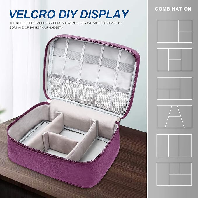 VOCUS Electronics Organizer Travel Cable Organizer Bag for Electronics Accessories, Portable Tech Carring Large Storage Case for Charger, Cord, Power Bank, Hardware